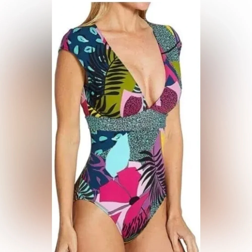 Bleu Rod Beattie jungle book floral cap sleeve one piece swimsuit 8